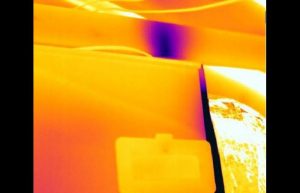 AC4 0 300x193 - Air conditioner blower leaks air from unsealed plenum duct work. Cold air is blowing air stream on horizontal rafter above unit - Infrared Imaging Services LLC