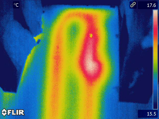 Infrared image of Raident floor water leak - Radiant and Steam