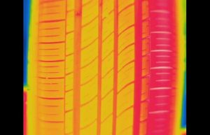 tire1a 0 300x193 - Left Tire. Uneven temperature profile shows tire alignment issues - Infrared Imaging Services LLC