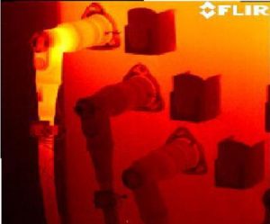 transformer 16 ir 1 300x249 - Thermal inspection shows the spot on the upper connection of this transformer - Infrared Imaging Services LLC